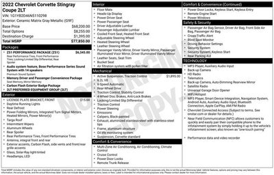 2022 Chevrolet Corvette Stingray 2LT