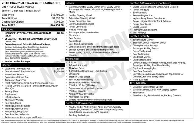 2018 Chevrolet Traverse 3LT