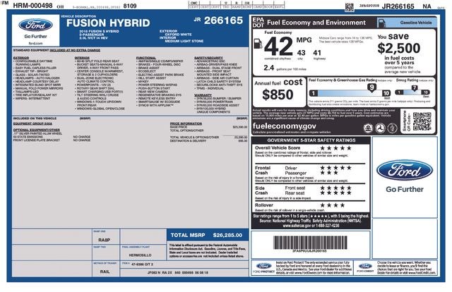 2018 Ford Fusion Hybrid S