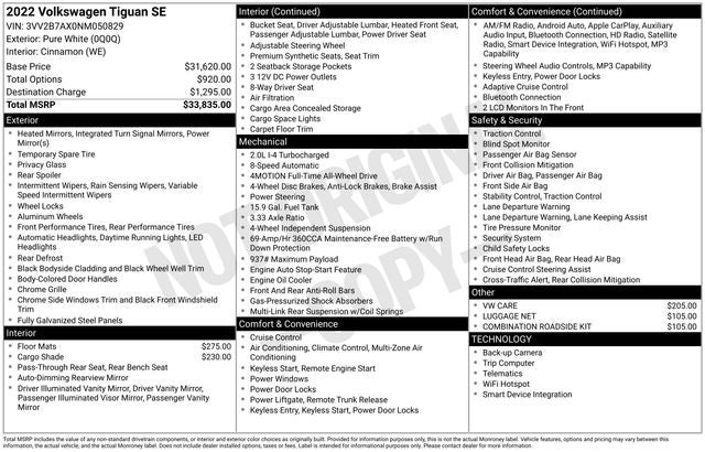 2022 Volkswagen Tiguan 2.0T SE
