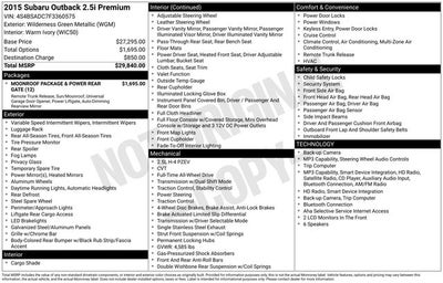 2015 Subaru Outback 2.5i Premium
