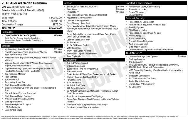 2018 Audi A3 2.0T Premium quattro