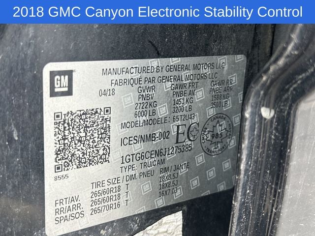 2018 GMC Canyon SLE1