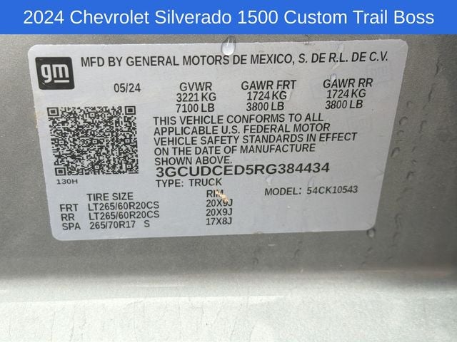 2024 Chevrolet Silverado 1500 Custom Trail Boss