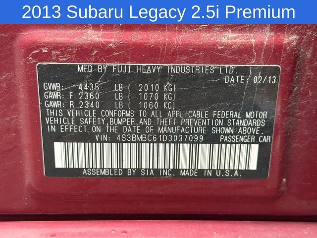 2013 Subaru Legacy 2.5i Premium