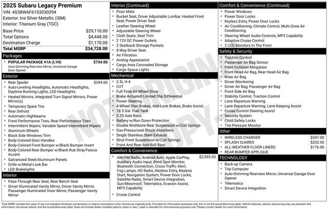 2025 Subaru Legacy Premium