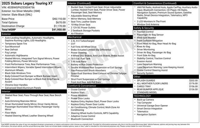 2025 Subaru Legacy Touring XT