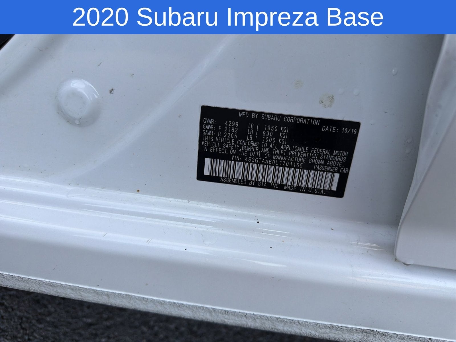 2020 Subaru Impreza Base