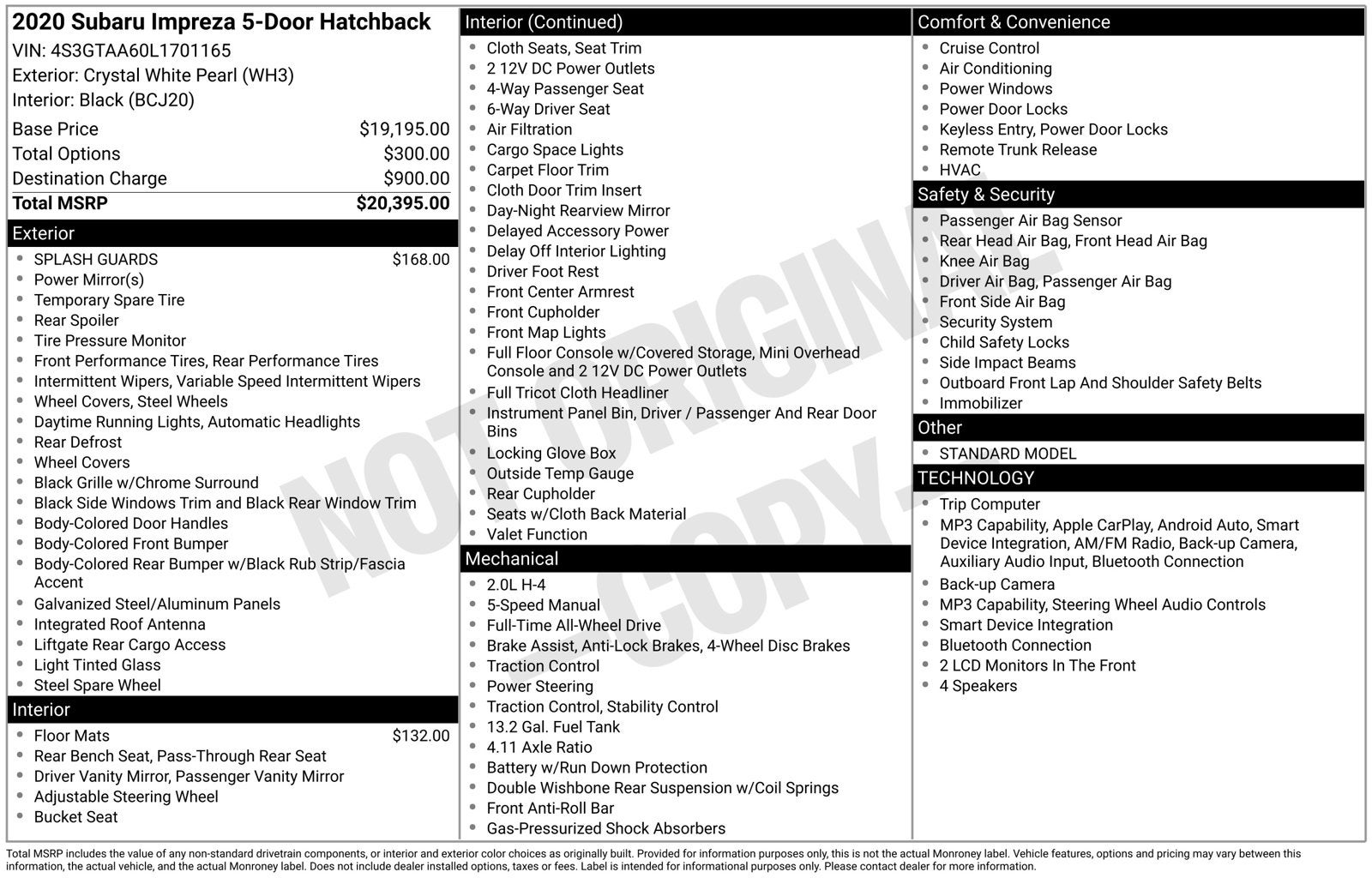 2020 Subaru Impreza Base