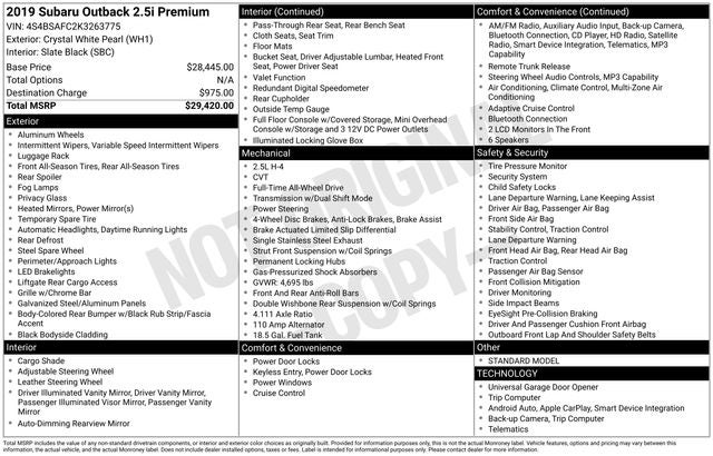 2019 Subaru Outback 2.5i Premium