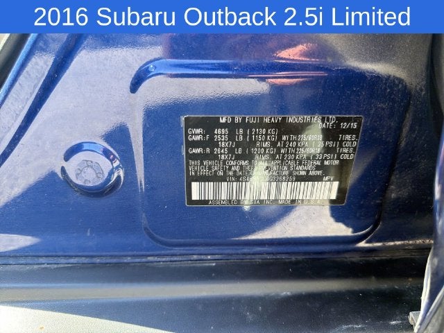 2016 Subaru Outback 2.5i Limited