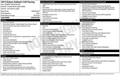 2019 Subaru Outback 3.6R Touring