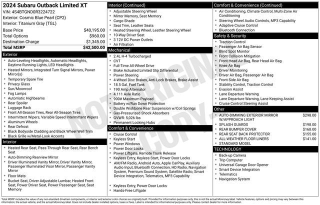 2024 Subaru Outback Limited XT