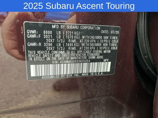 2025 Subaru Ascent Touring