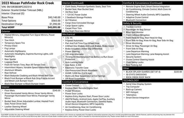 2023 Nissan Pathfinder Rock Creek