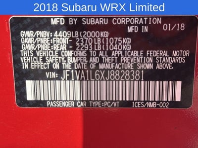 2018 Subaru WRX Limited