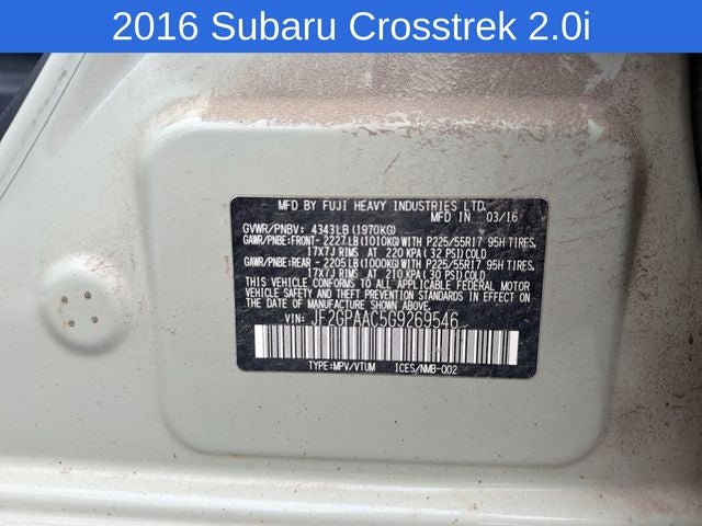 2016 Subaru Crosstrek 2.0i