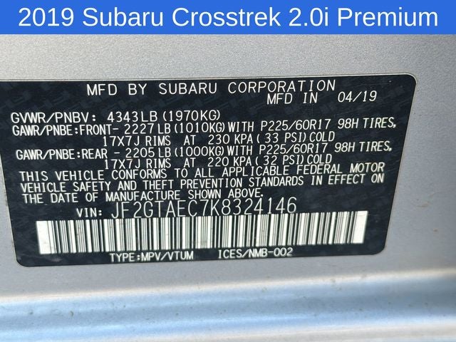 2019 Subaru Crosstrek 2.0i Premium
