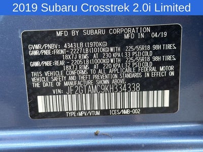 2019 Subaru Crosstrek 2.0i Limited